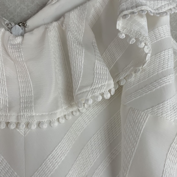 1-3519 Antonio Melani white Kaden ruffled lined sleeveless dress size 4 NWT - Picture 9 of 9